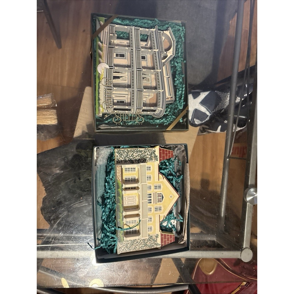 Shelia's Collectibles Wood Houses Lot of 2 Clara Barton & Mansion Historical Box